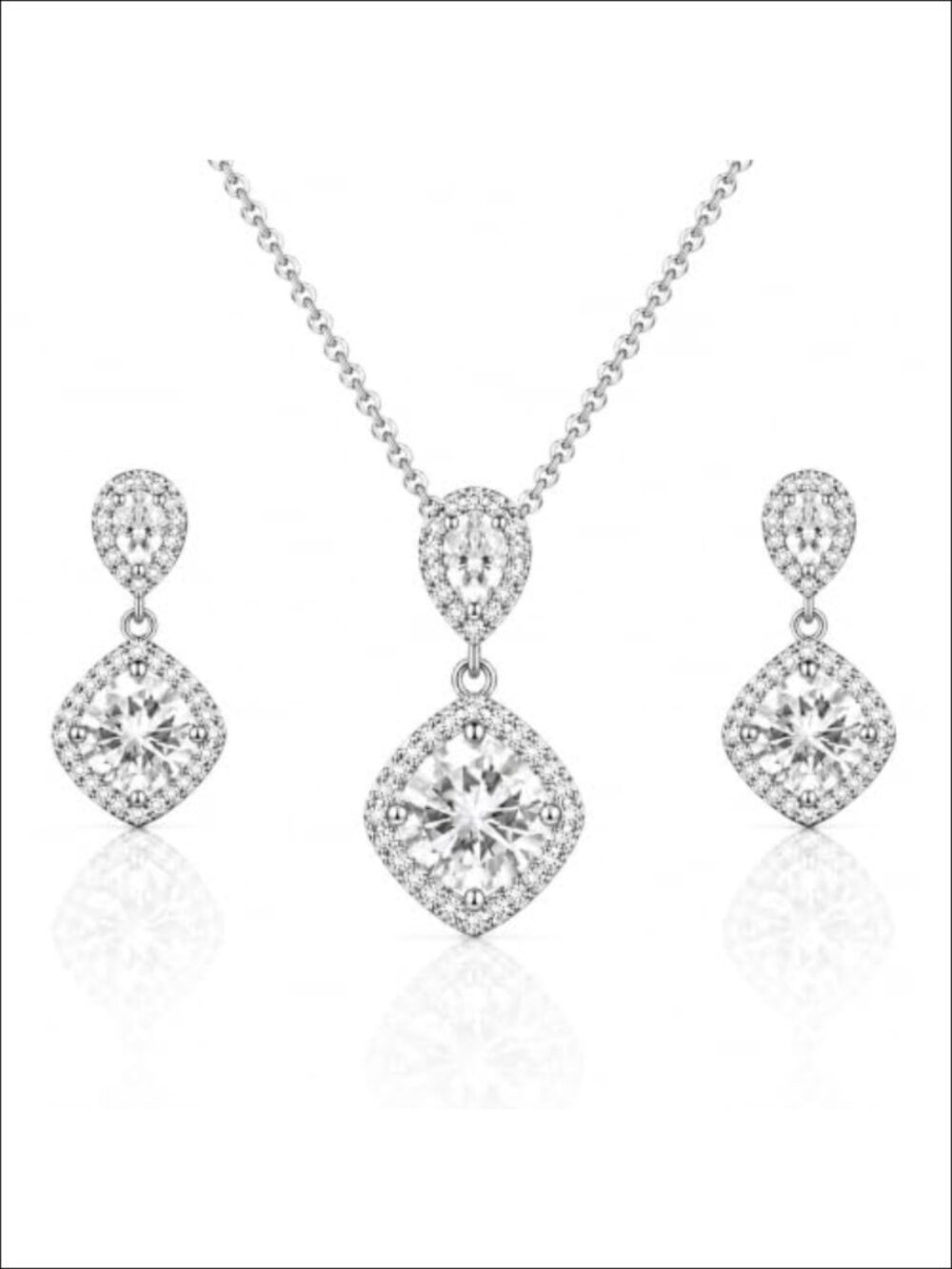 Sterling Silver Birthstone Jewelry Set with Necklace & Earrings